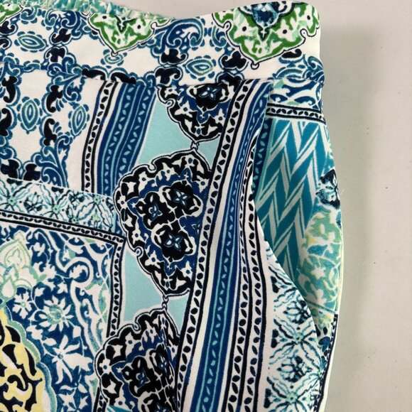 Chicos Wide Leg Crop Pull On Pant Petite 0.5P US 6P Blue Coastal Tile Print - Picture 8 of 12